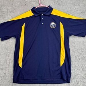 Buffalo Sabres Shirt Adult Medium Polo‎ Blue Yellow Hockey Team Rugby Mens NHL